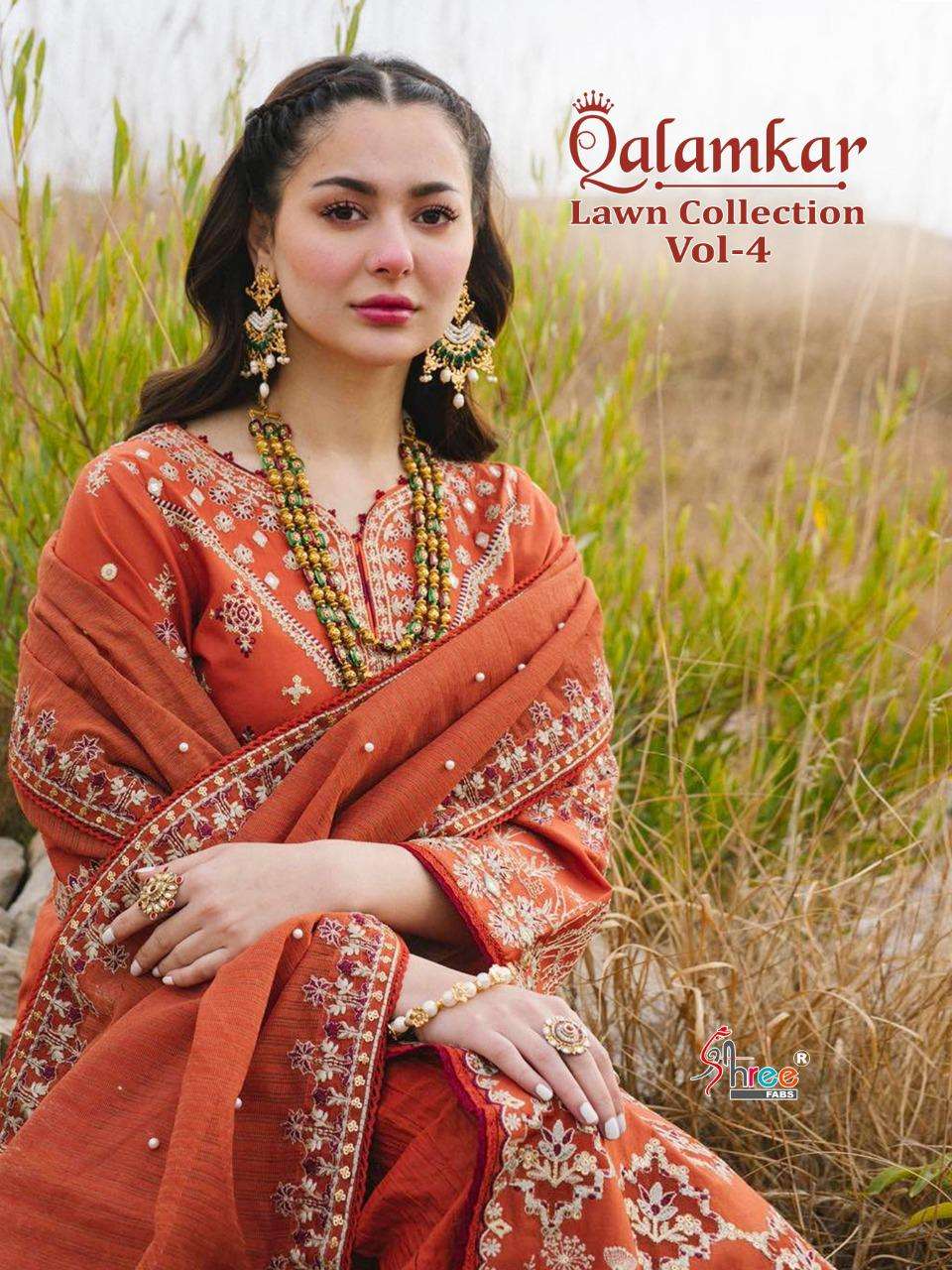 Shree Fabs Qalamkar Lawn Collection vol 4 Lawn Cotton With F...
