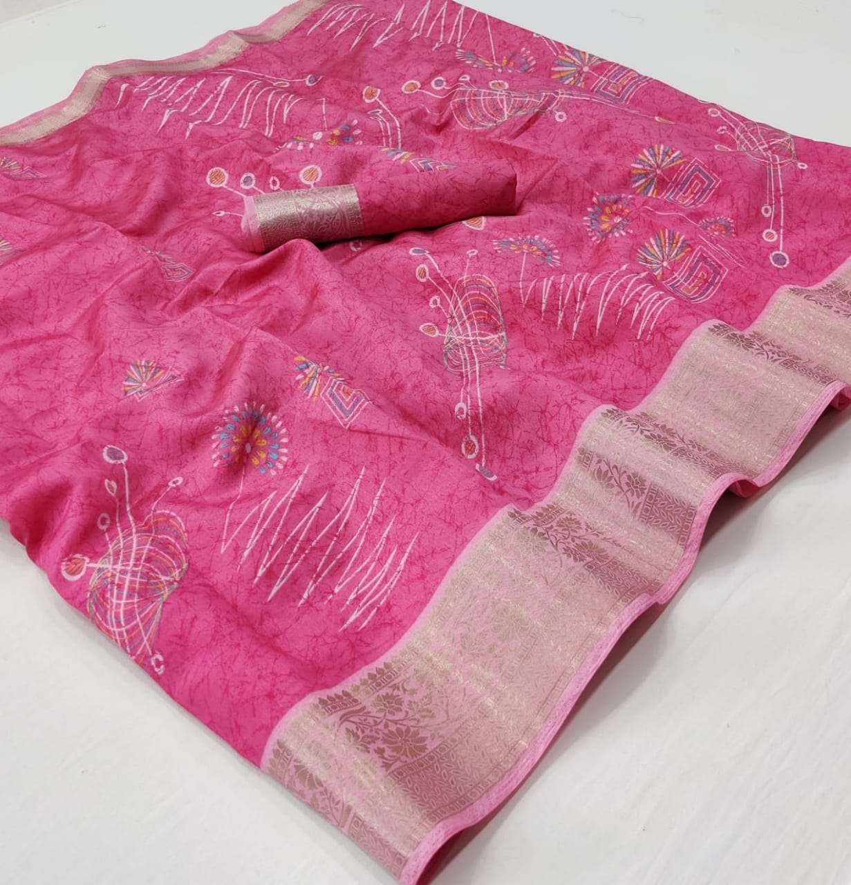 Soft Dola Silk With Jecqured border jari Weaving Digital Pri...