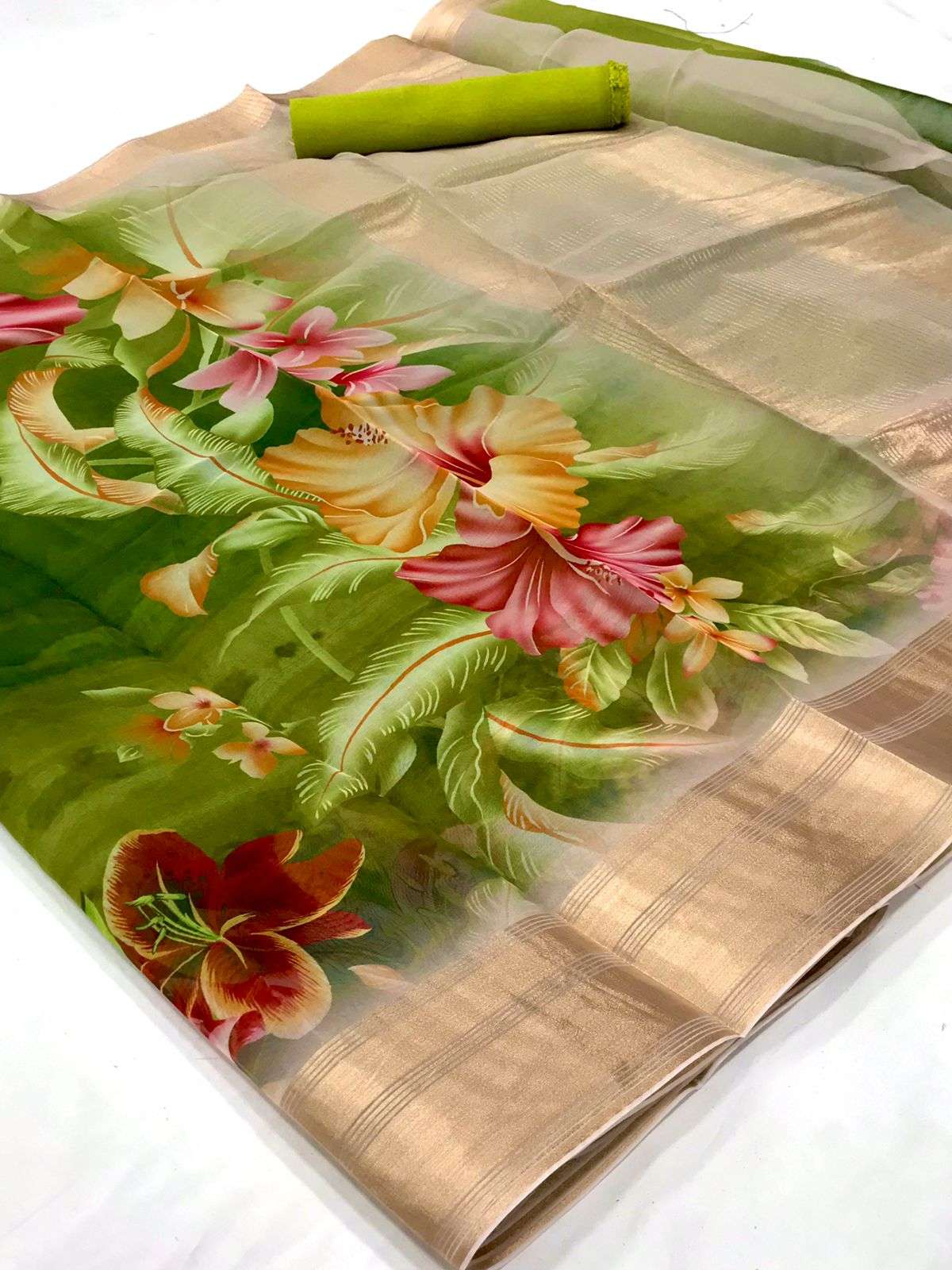 Soft Organza Silk With Digital Flower Print Saree collection