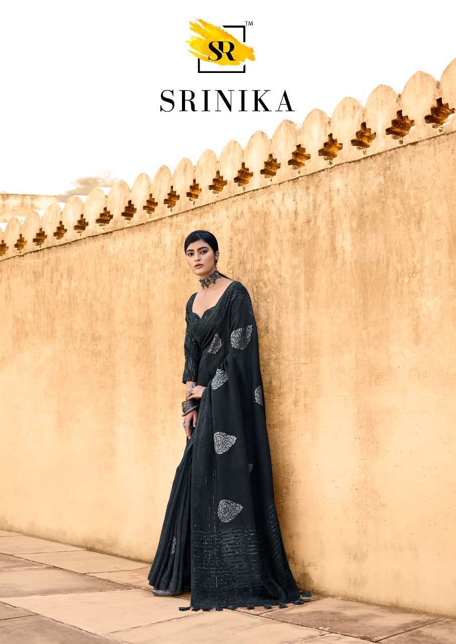 Sr Sarees Srinika handloom Linen Velvet Fancy Saree collecti...