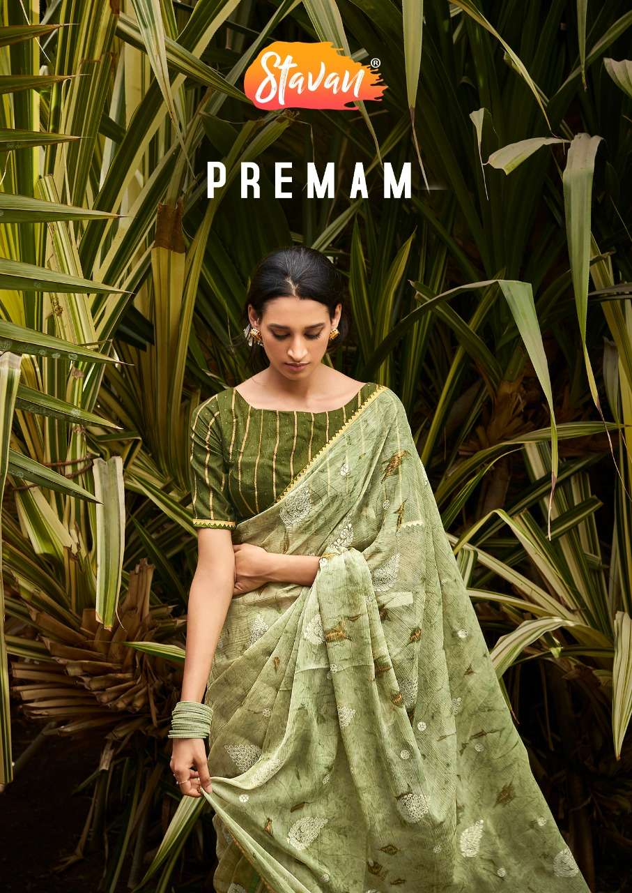 Stavan Preman Chiffon With hand printed regular wear saree c...