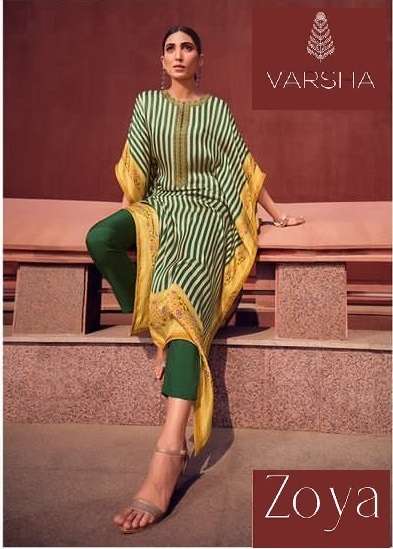 Varsha FAshion Zoya Silk Satin Printed Kaftan With bottom Co...