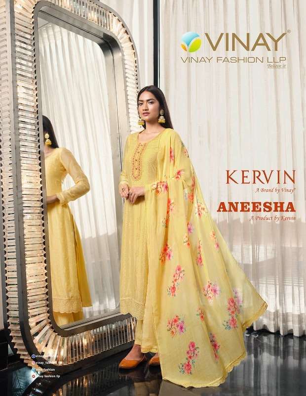 Vinay Fashion Kervin  Aneesha Muslin Silk With Fancy Work Sa...