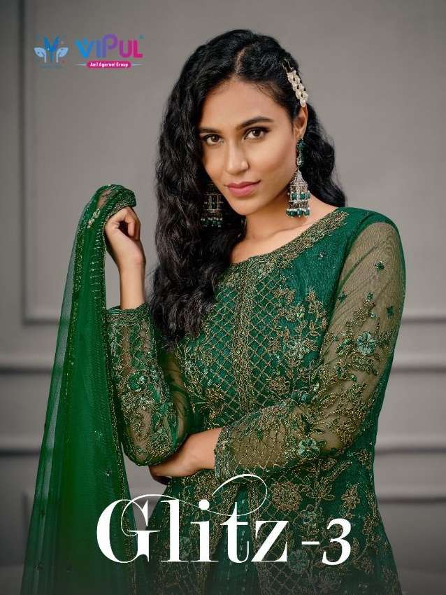 Vipul Fashion Glitz vol 3 net with fancy salwar kameez colle...