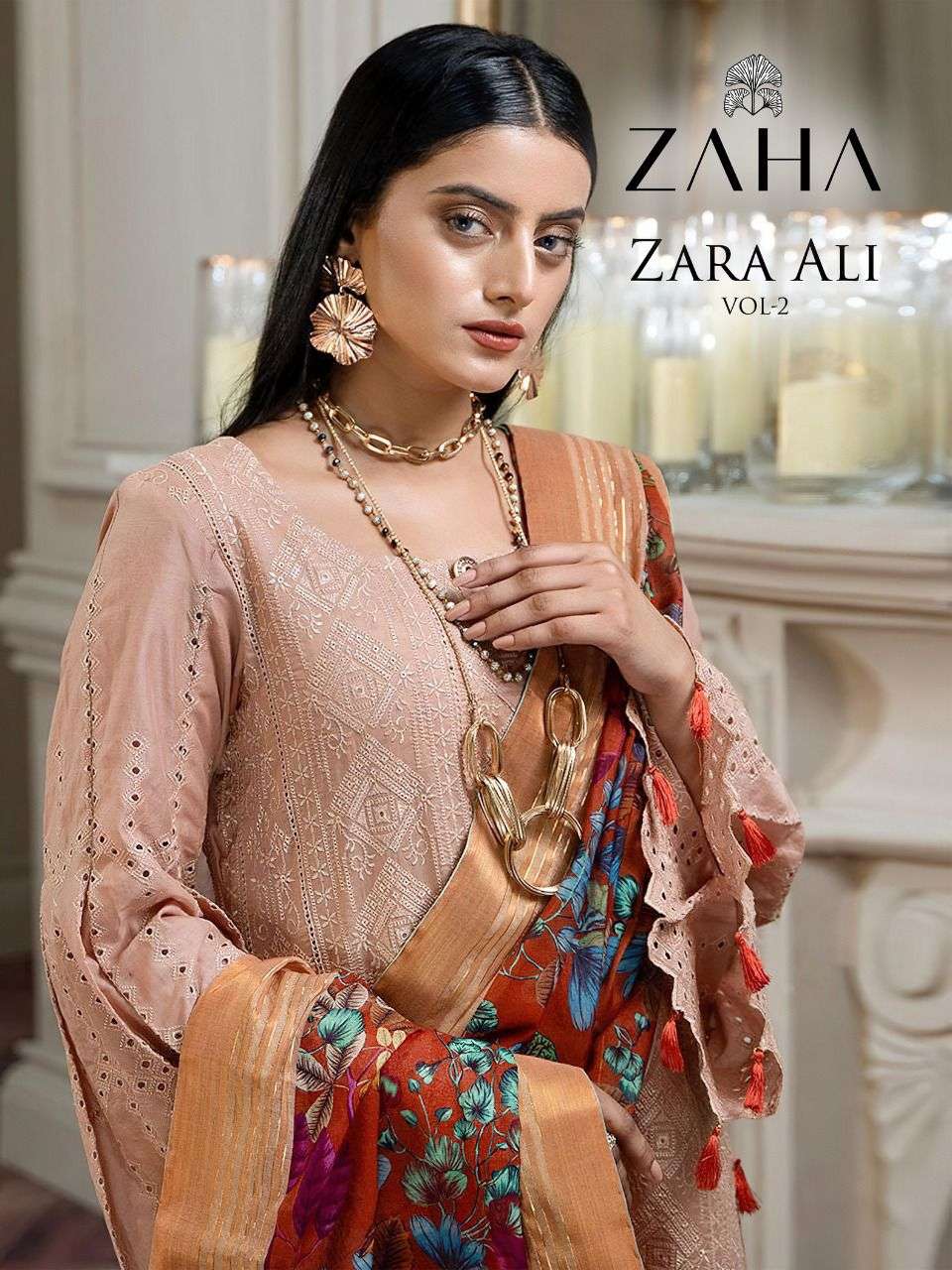 Zaha Zara Ali Vol 2 Cambric Cotton with Heavy Embroidery wor...