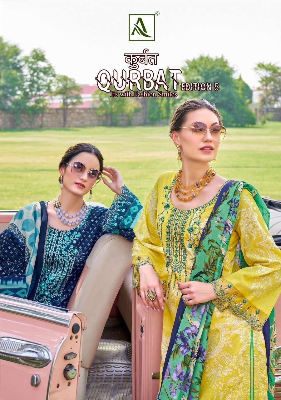 Alok Suits Qurbat vol 5 Cambric Cotton With fancy Work Salwa...