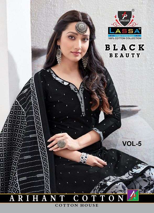 Arihant Lassa Black Beauty Vol-5 Cotton With Printed Black c...