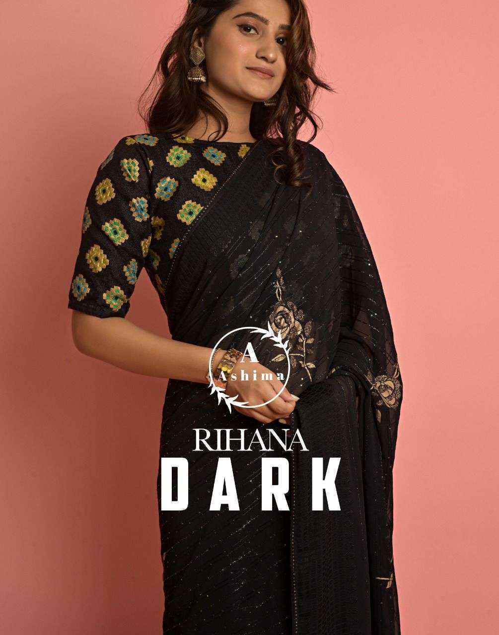 Ashima Rihanaaa Dark Georgette With fancy Saree collection a...