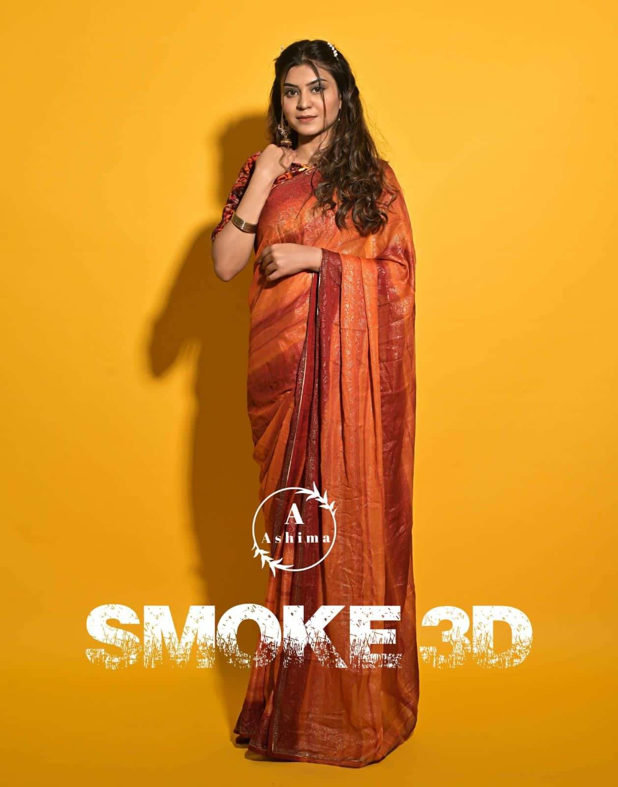 Ashima Smoke 3D Fancy Printed Festival Wear Saree collection...