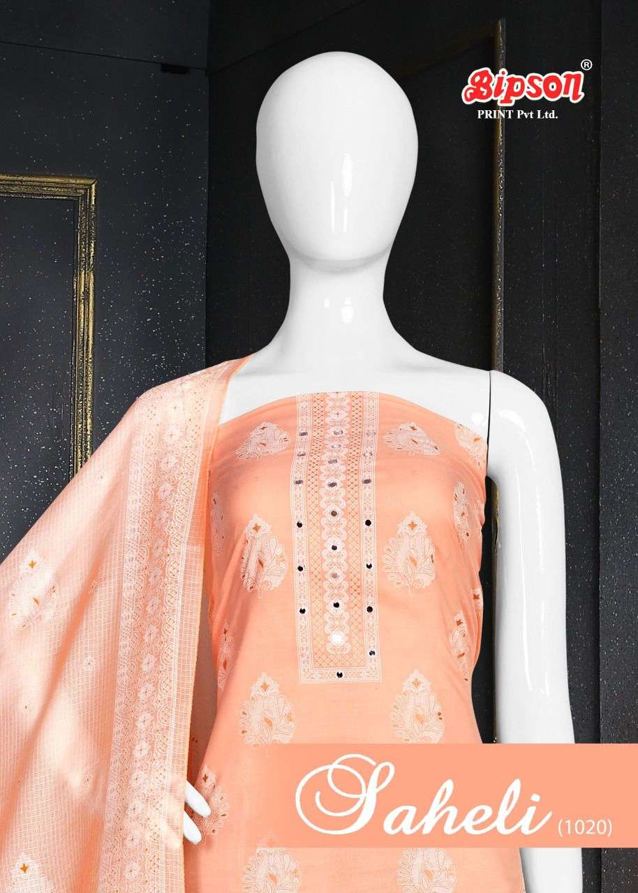 Bipson Fashion Saheli 1020 Cotton With Khadi Print Dress Mat...