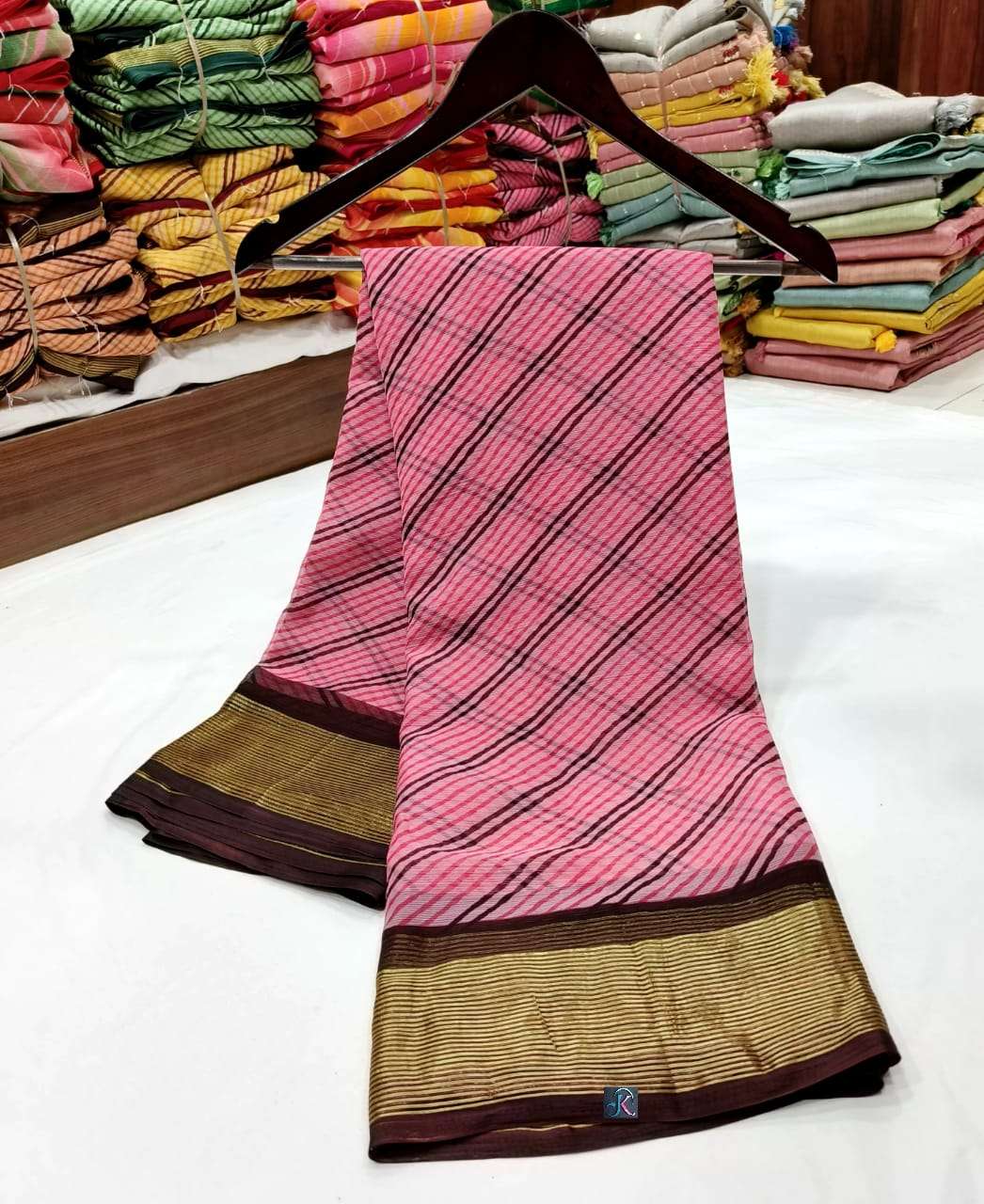 Chiffon With Printed & Zari Weaving Border Saree collection ...