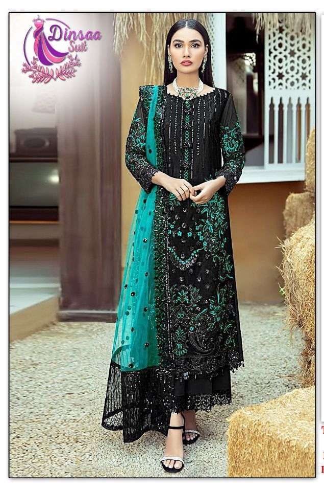 Dinsaa 102 Colour Georgette With Heavy Embroidery work Pakis...