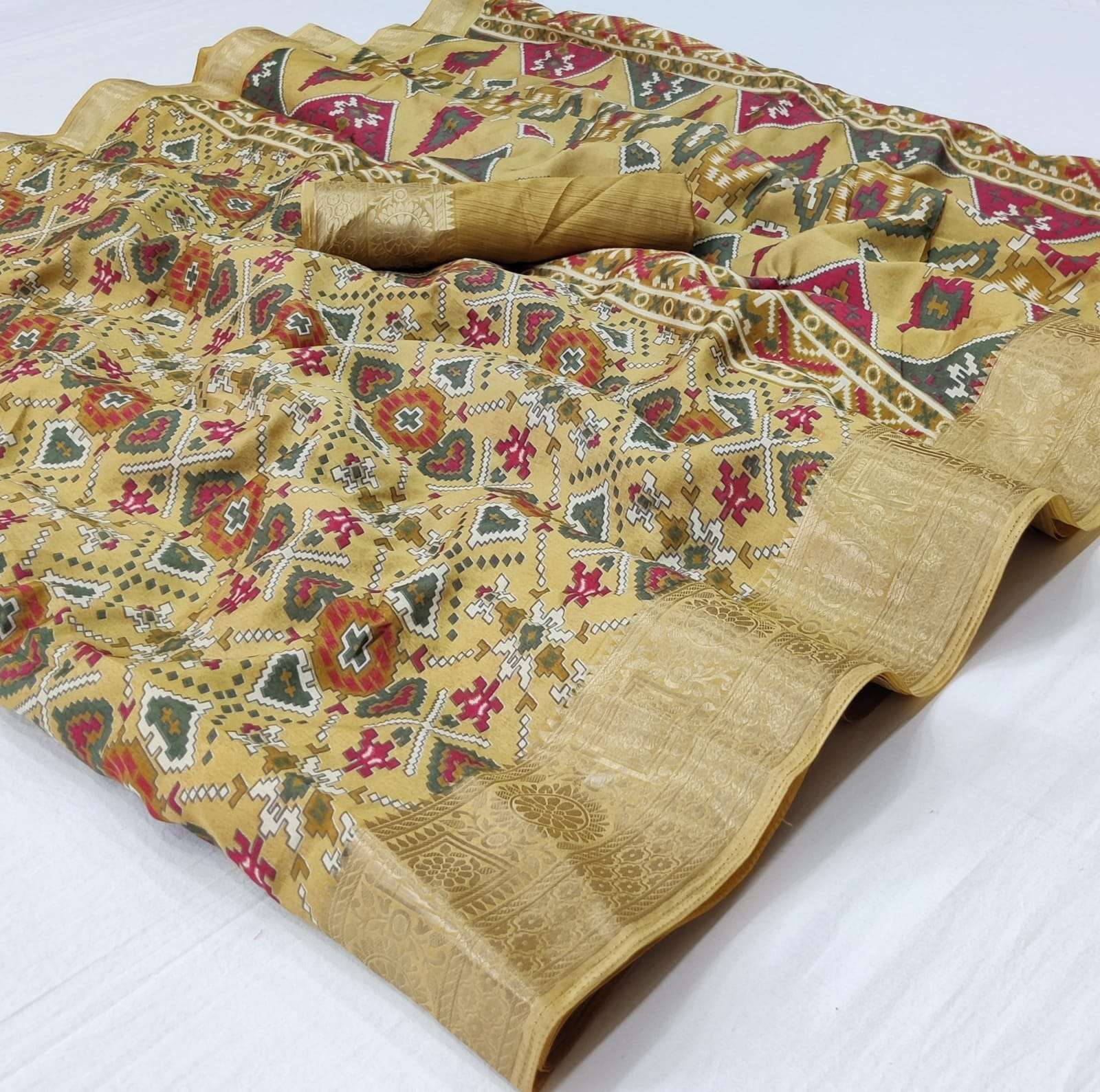 Dola Silk With Traditiona Patola Print Saree collection at w...