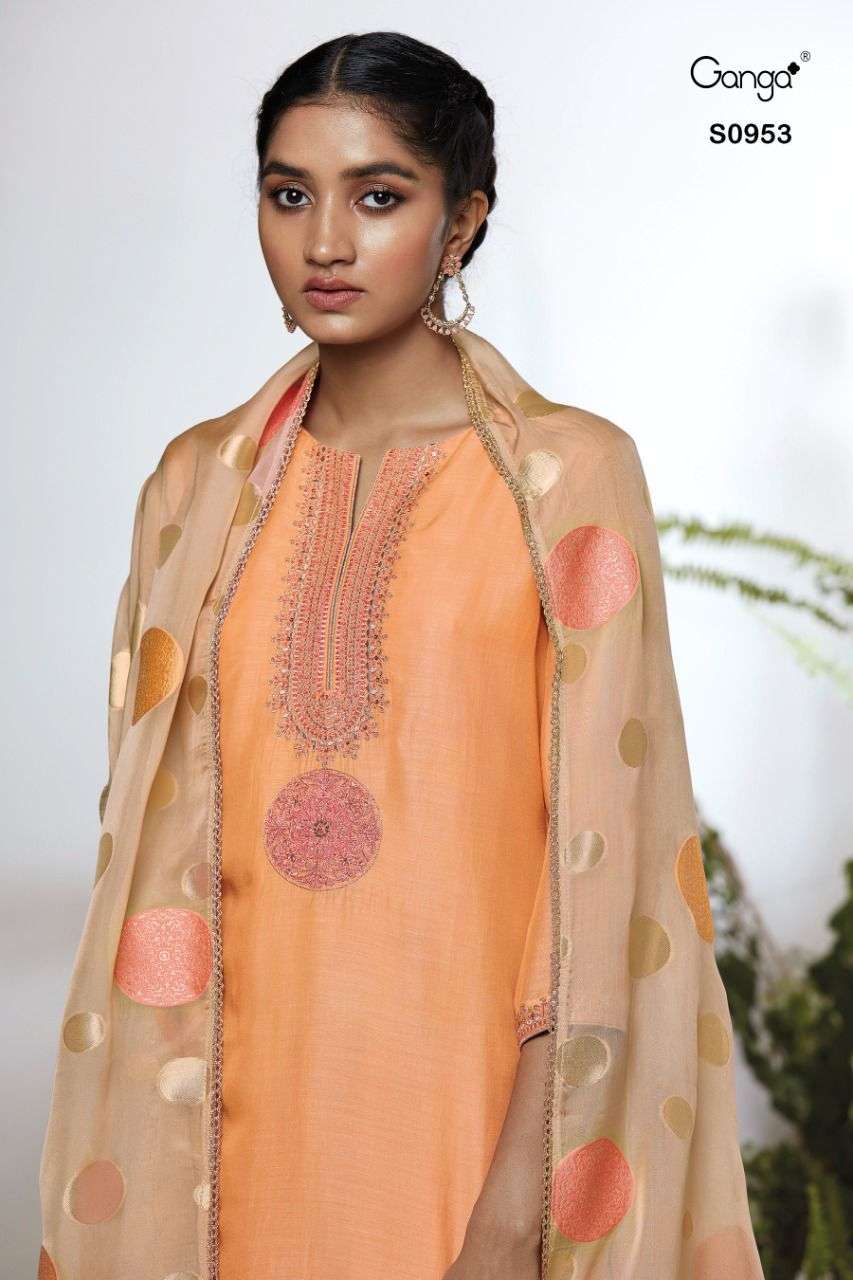 Ganga Fashion Sila 953 Banglori silk with hand Embroidery Wo...