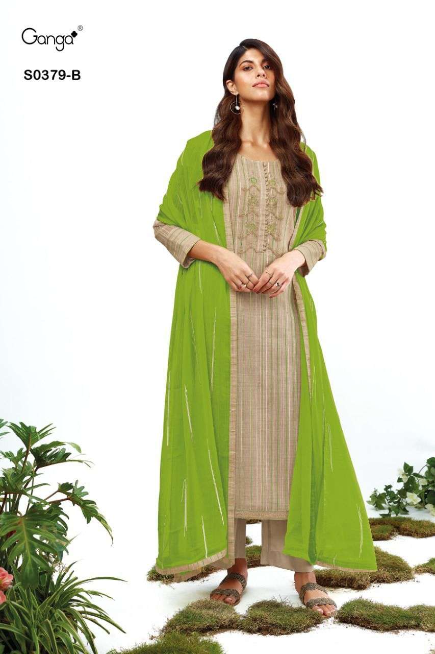 Ganga Fashions Kasumi 379 Cotton with fancy salwar kameez co...