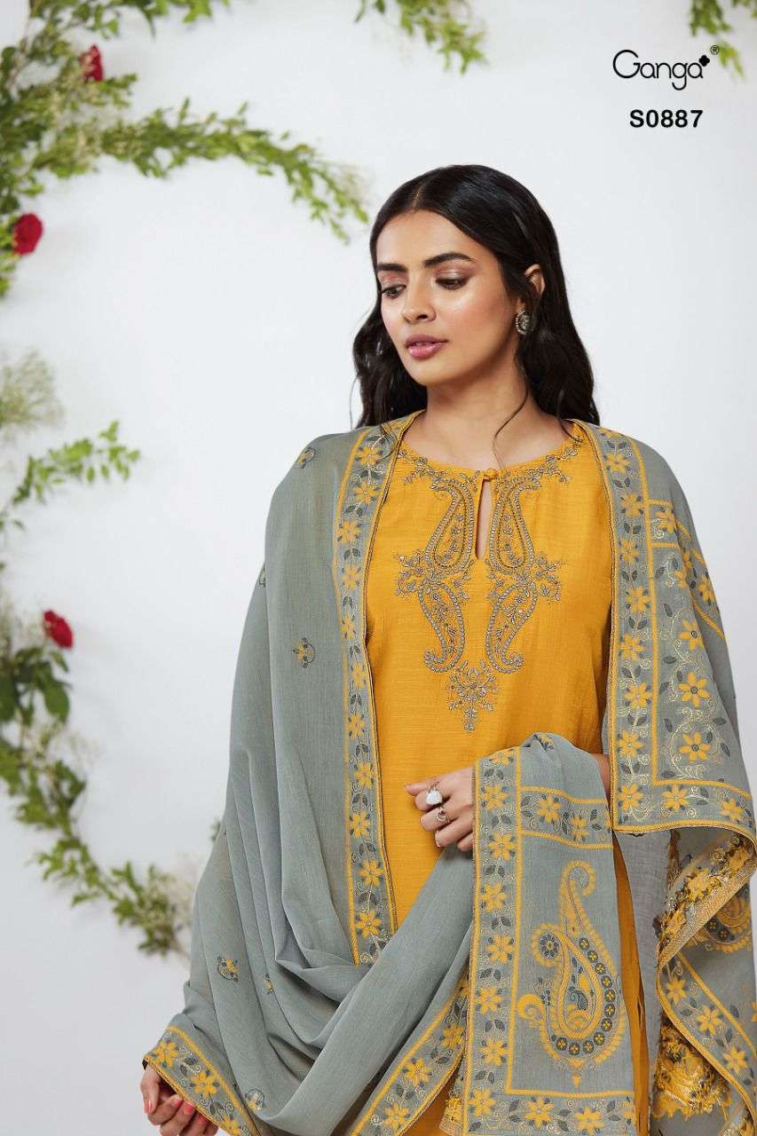 Ganga Fashions Zinnia 887 Summer Silk with Khatli Work Desig...
