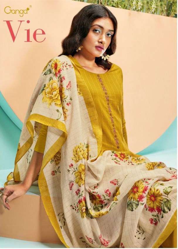 GANGA VIE LATEST CATALOG BY GANGA SUITS VIE COTTON SATIN PRI...