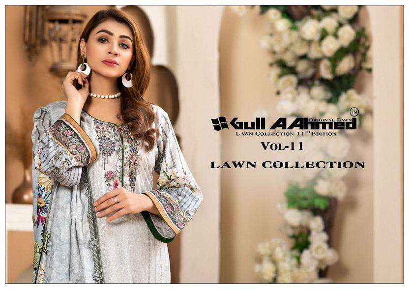 Gull Aahmed Vol-11  lawn cotton with fancy printed Pakistani...