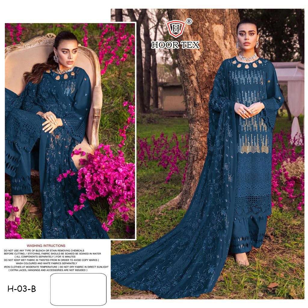 Hoor Tex 03 Georgette With Embroidery Sequence Work Pakistan...