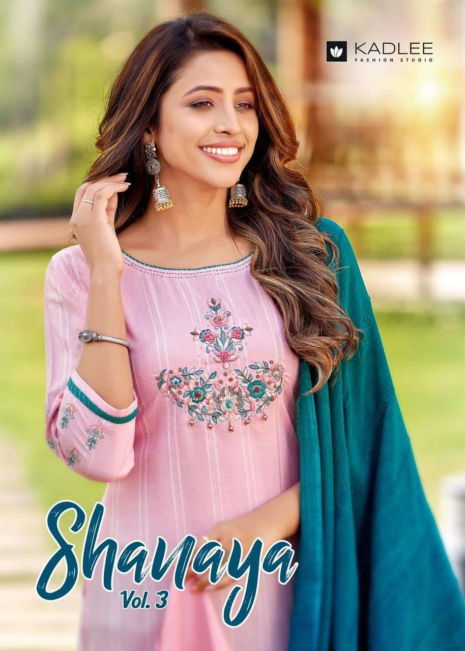 Kadleee Shanaya vol 3 Rayon With Fancy handwork Readymade Su...