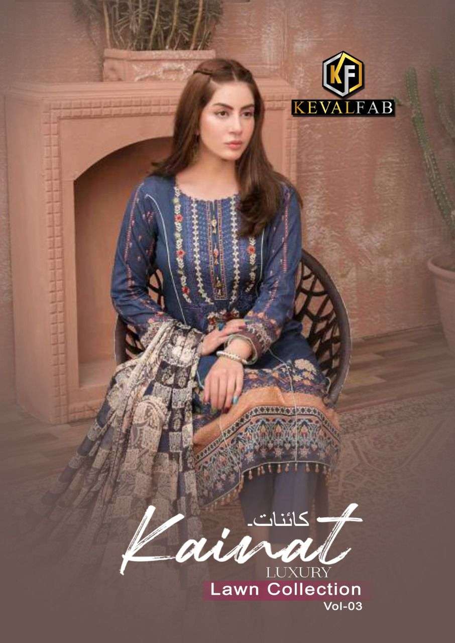 Keval Fab Kainnat Vol 3 Lawn Cotton With Fancy Print Salwar ...
