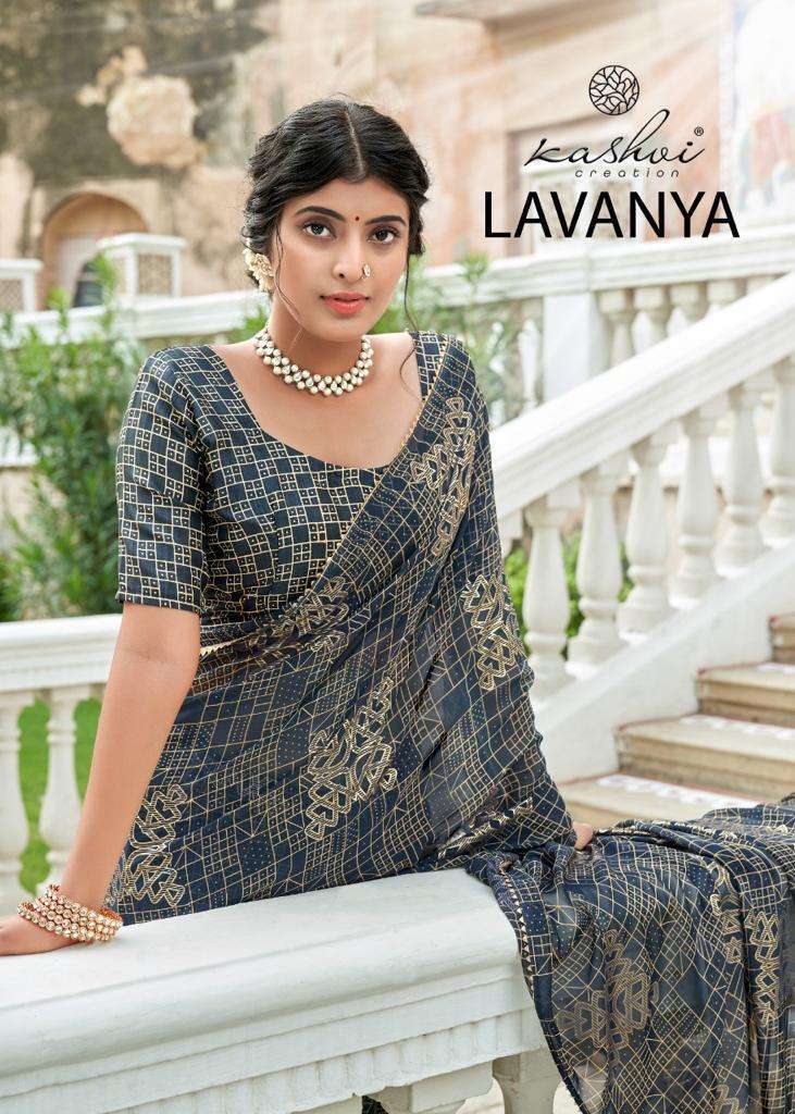 Lt fabrics Kashvi Creation Lavanya Weightless With Gold Prin...