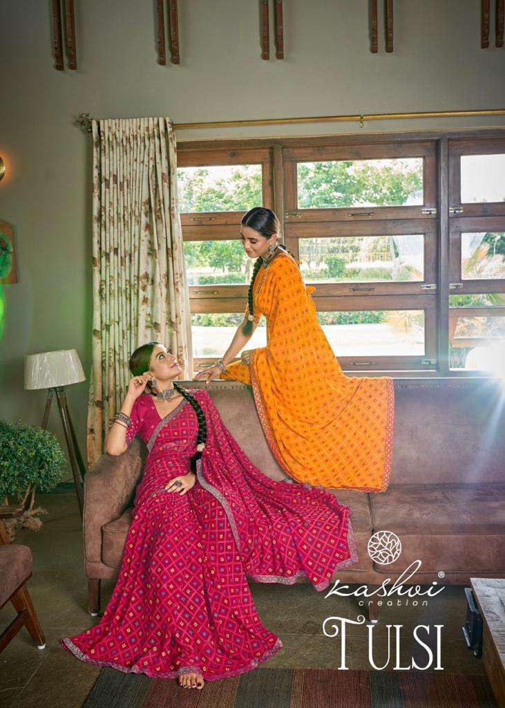 Lt Fabrics Kashvi Creation Tulsi Georgette With Printed Sare...