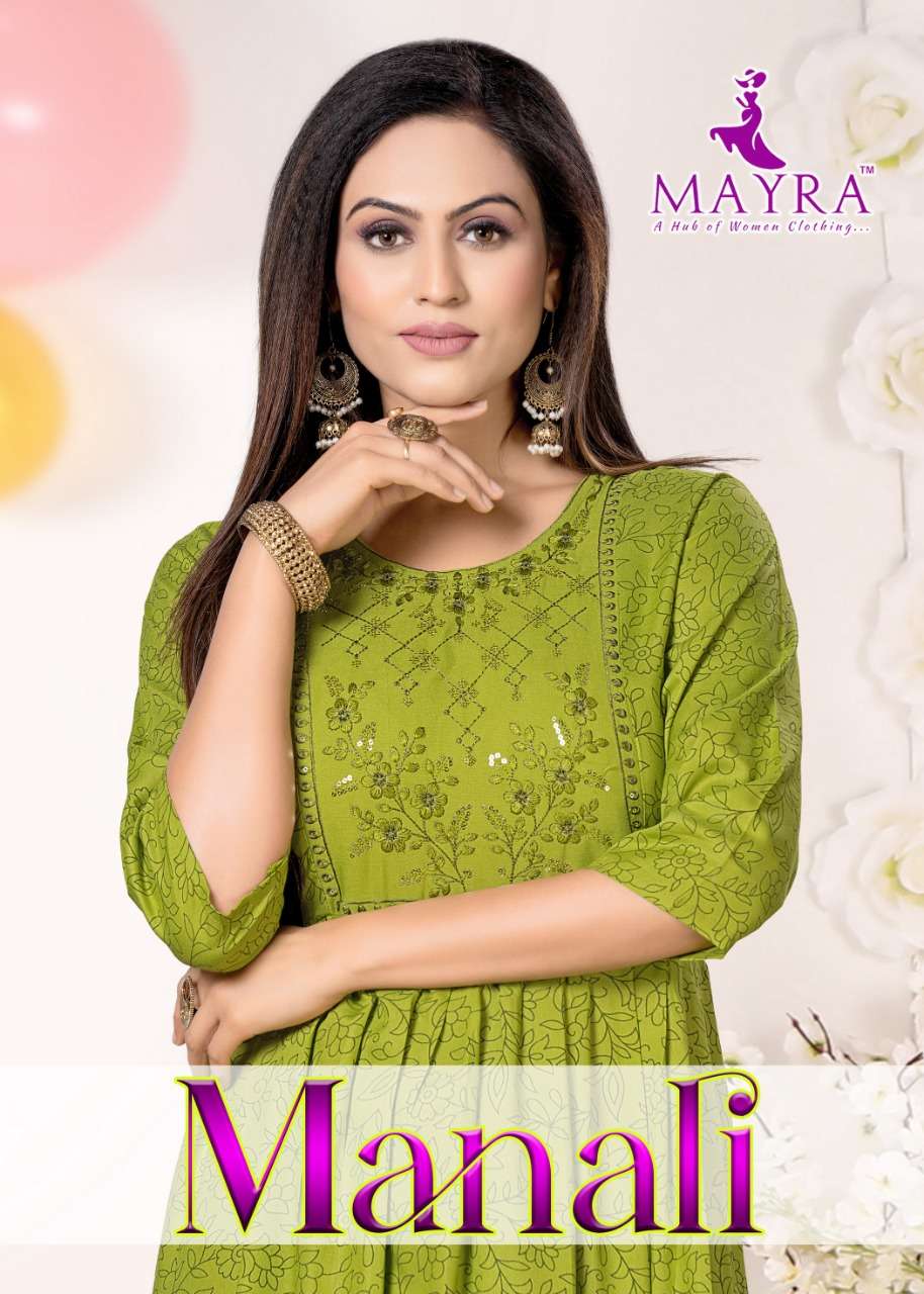 Mayra Manali Rayon With fancy Kurti collection at wholesale ...