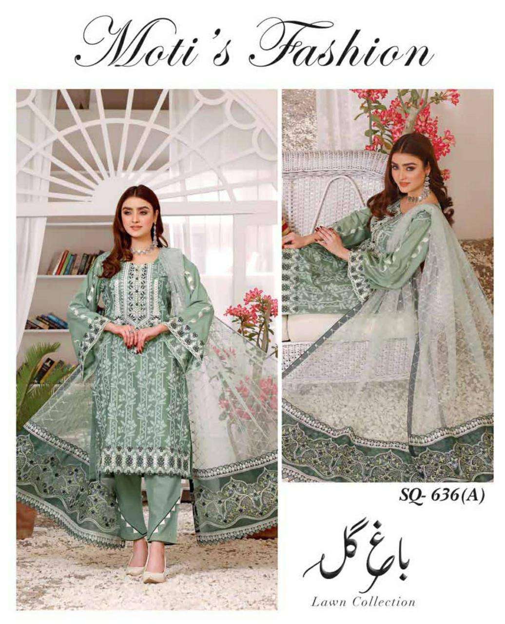 Motis Fashion Bagh E gull Lawn Cotton With Embroidery Work P...