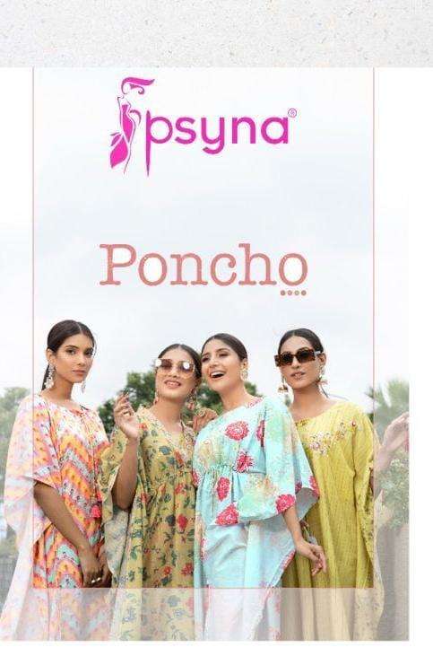 Psyna Poncho Muslin Silk With Fancy Kaftan Kurti collection ...