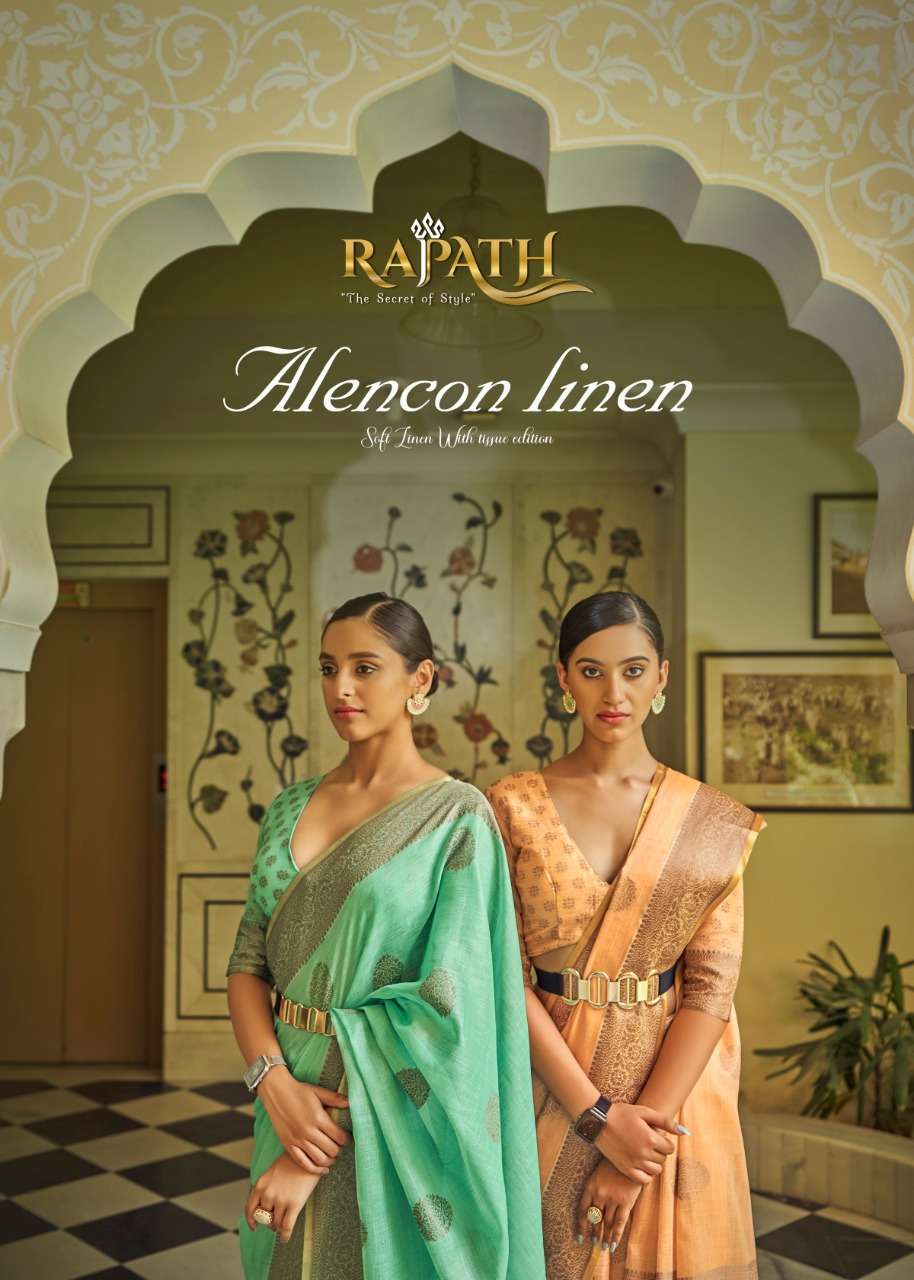 Rajpath Alencon Linen With Weaving Wedding Wear saree collec...