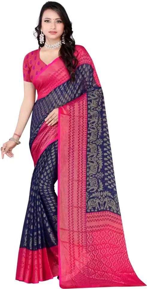 Rayon Silk With Brasso Print Regular wear saree collection a...