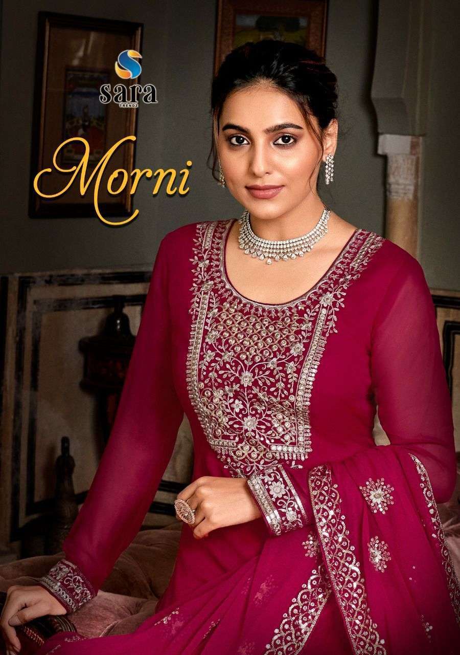 Sara Trendz Morni Georgette & EMbroidery Work Sharara Style ...