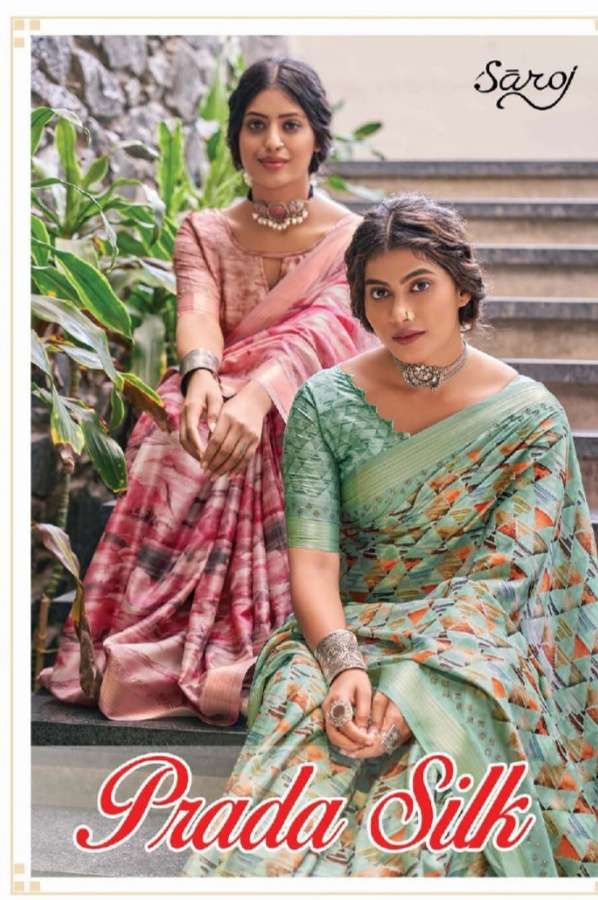 Saroj Saree Prada Silk With fancy Print Party Wear Saree col...