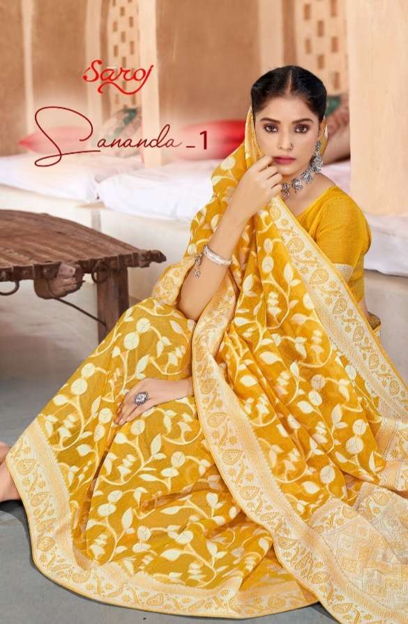 Saroj Sarees Sananda Vol 1 Cotton With Fancy weaving Design ...