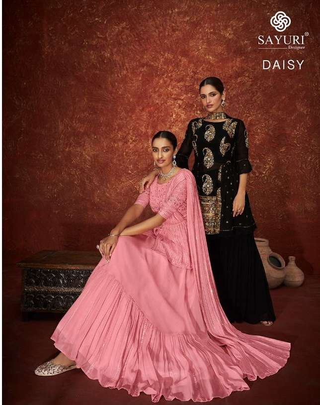 Sayuri Designer Daisy Georgette with fancy Designer Readymad...