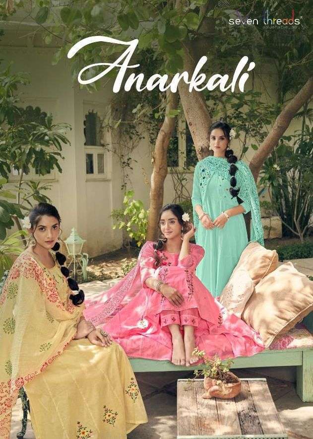 Seven Threads Anarkali Style Cotton With Fancy Festival Spec...