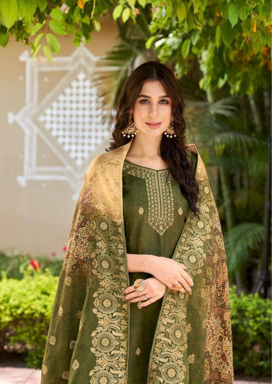 Shurooq Zeenath Pure Silk With fancy Work Dress Material Col...