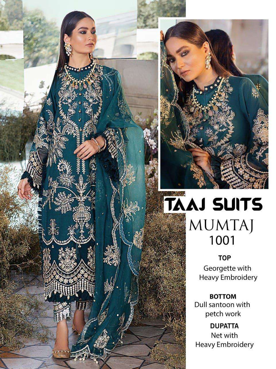 Taaj Suits Mumtaz Georgette With Embroidery Work Pakistani S...