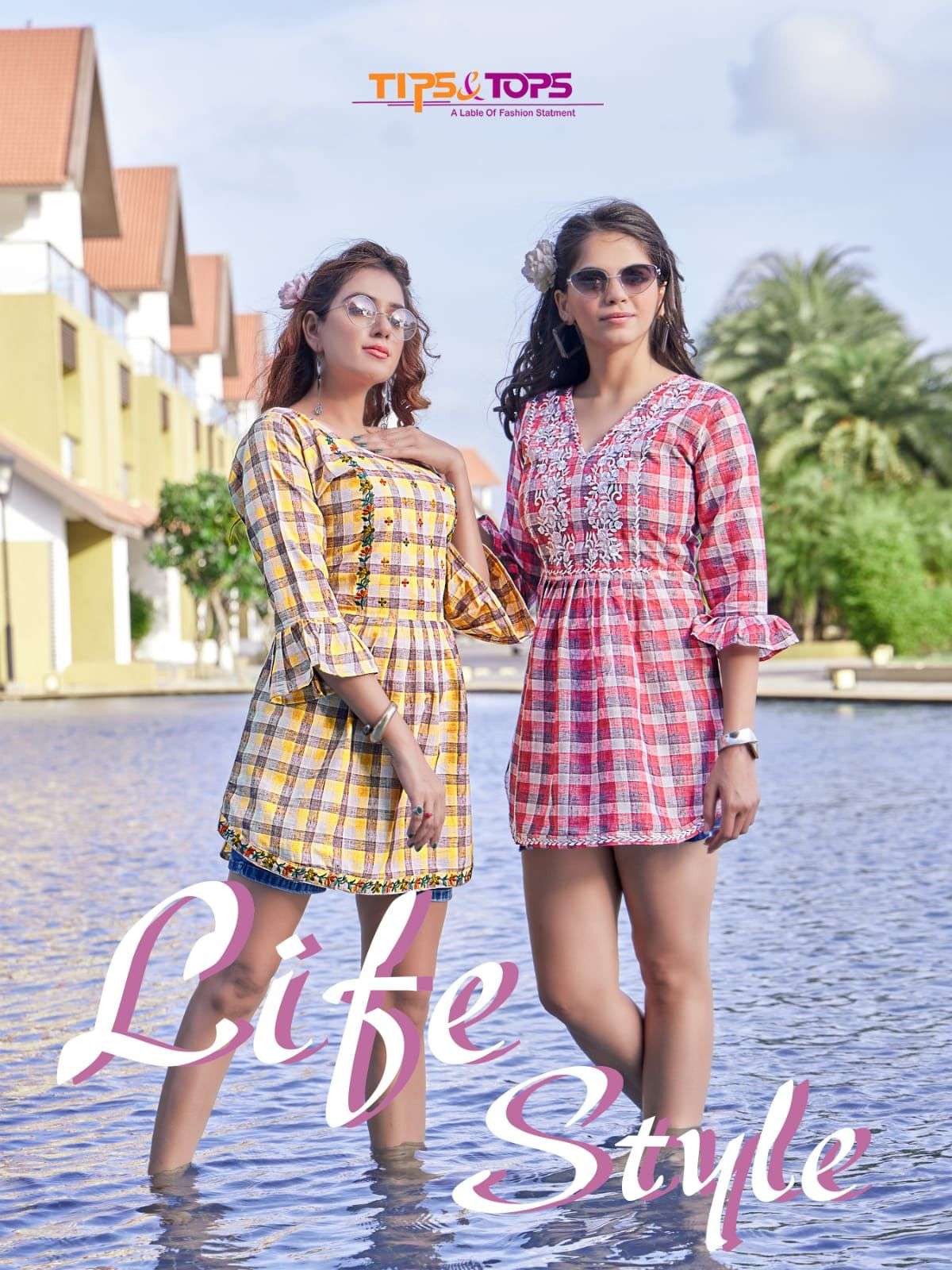 Tips & Tops Life style Fancy Checks Western Style Tops Kurti...