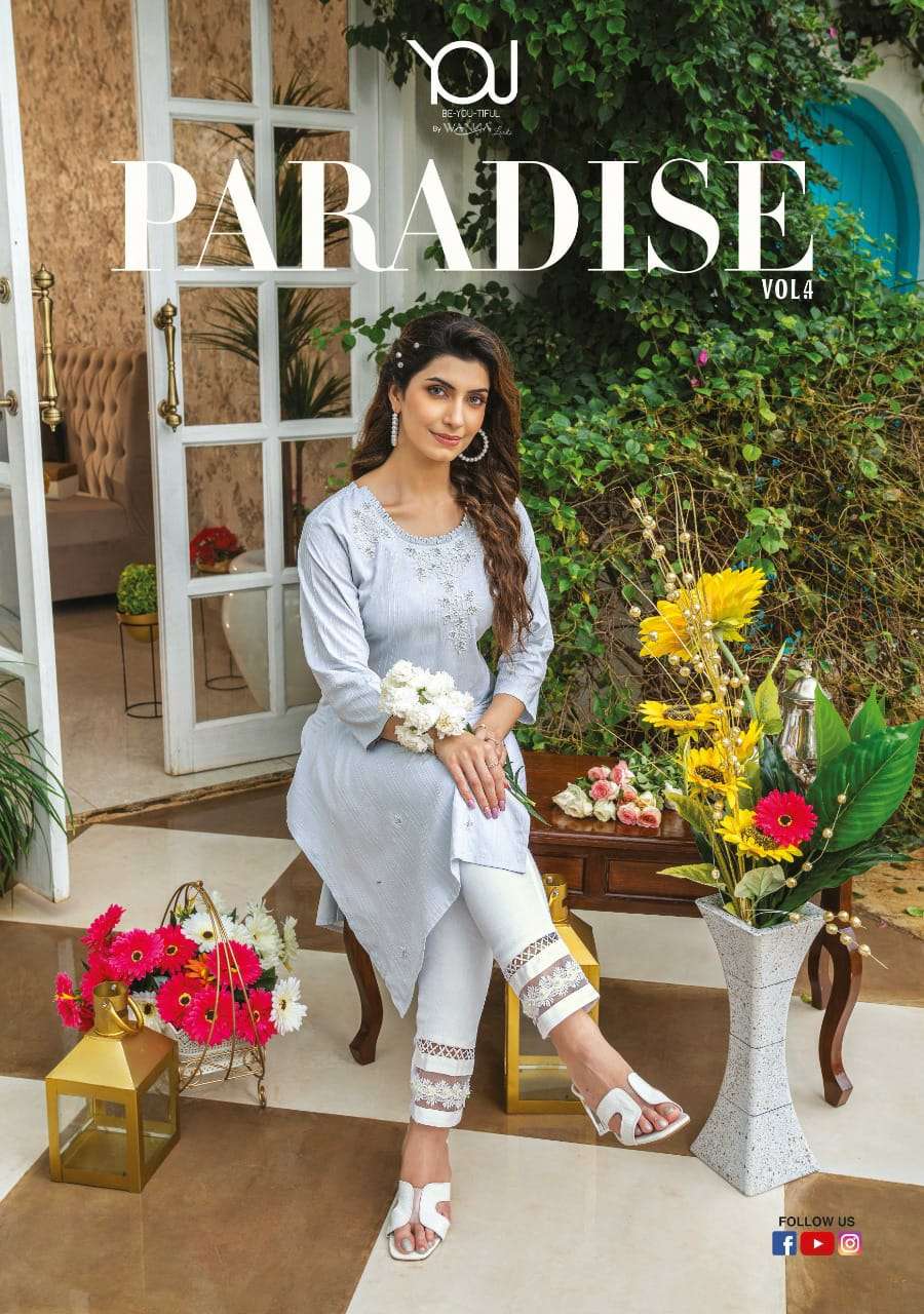 Wanna Paradise vol 4 Rayon with handwork Fancy Kurti collect...