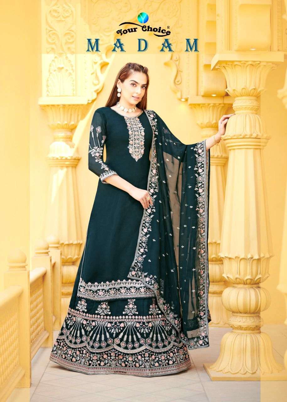 Your Choice madam Georgette With Embroidery work Wedding Wea...