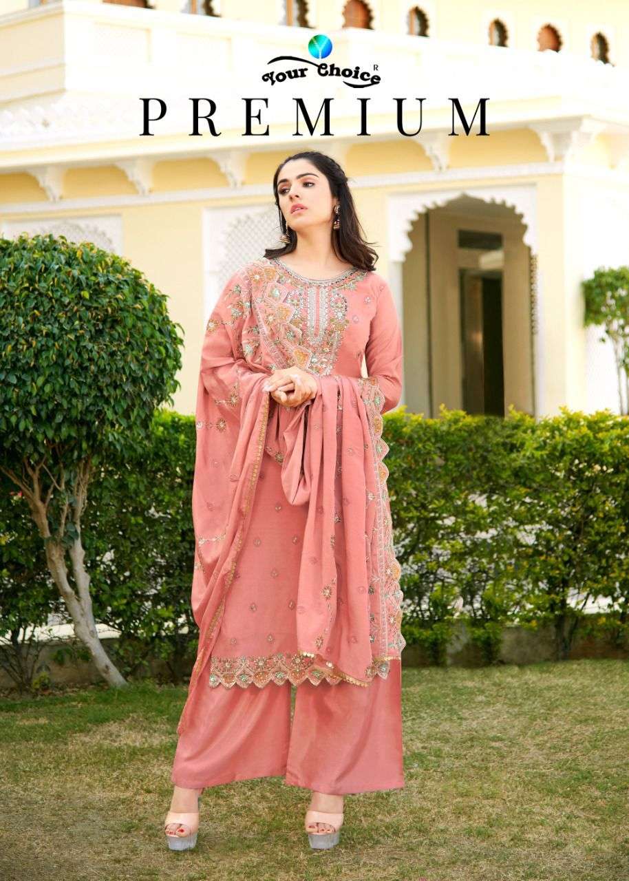 Your Choice Premium Chinon With Fancy Work Salwar kameez col...
