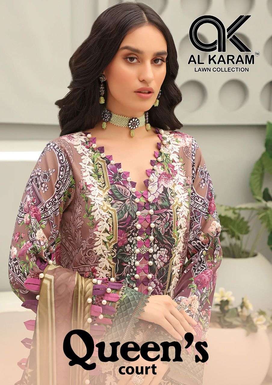 Al Karam Queens Court Cambric Cotton With Printed Pakistani ...