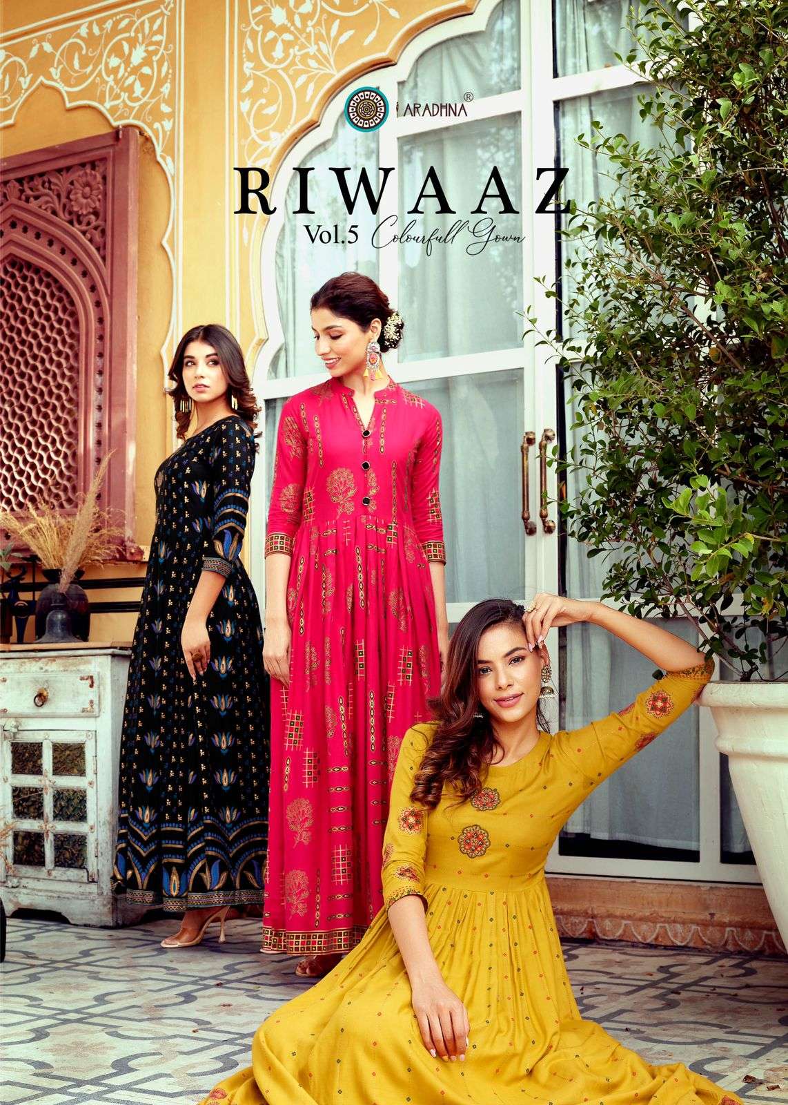 Aradhna Fashion Riwaaz vol 5 rayon With Printed Long Gown Co...