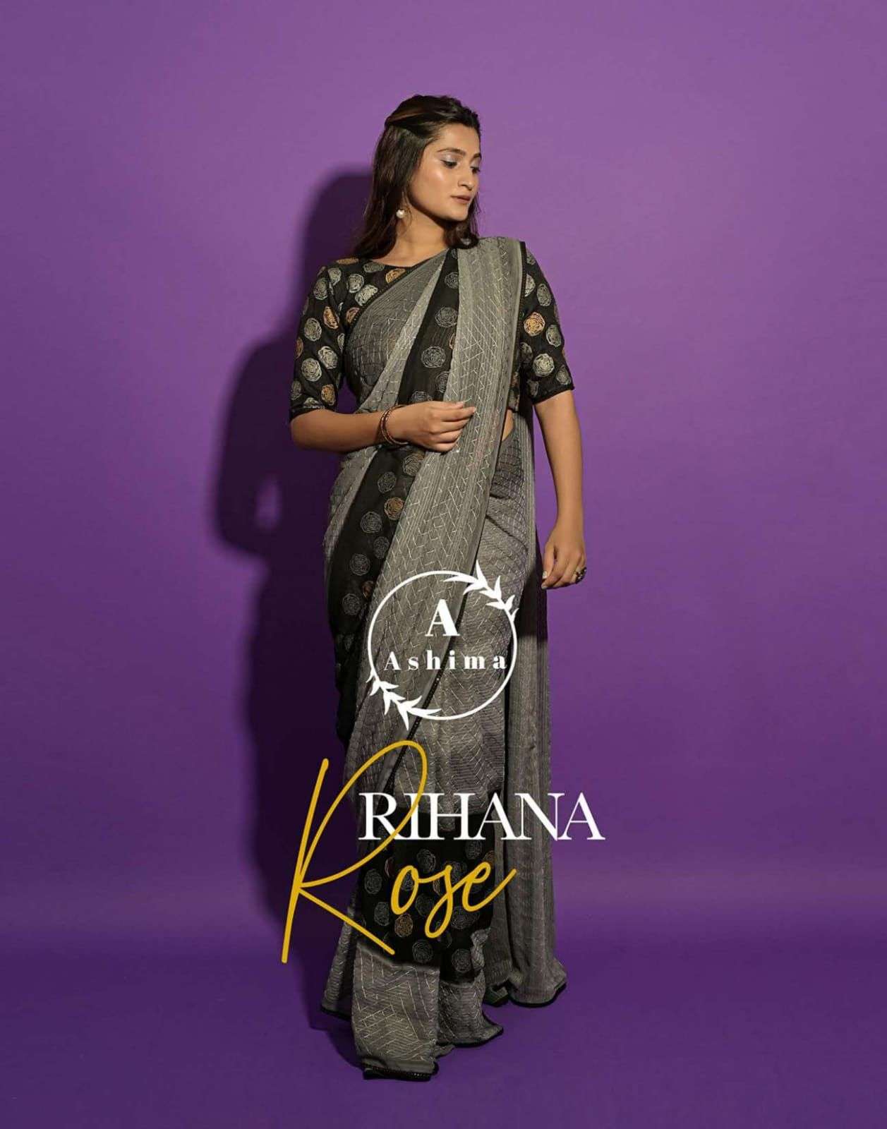 Ashima Rihana Rose Fancy Printed Saree collection at wholesa...