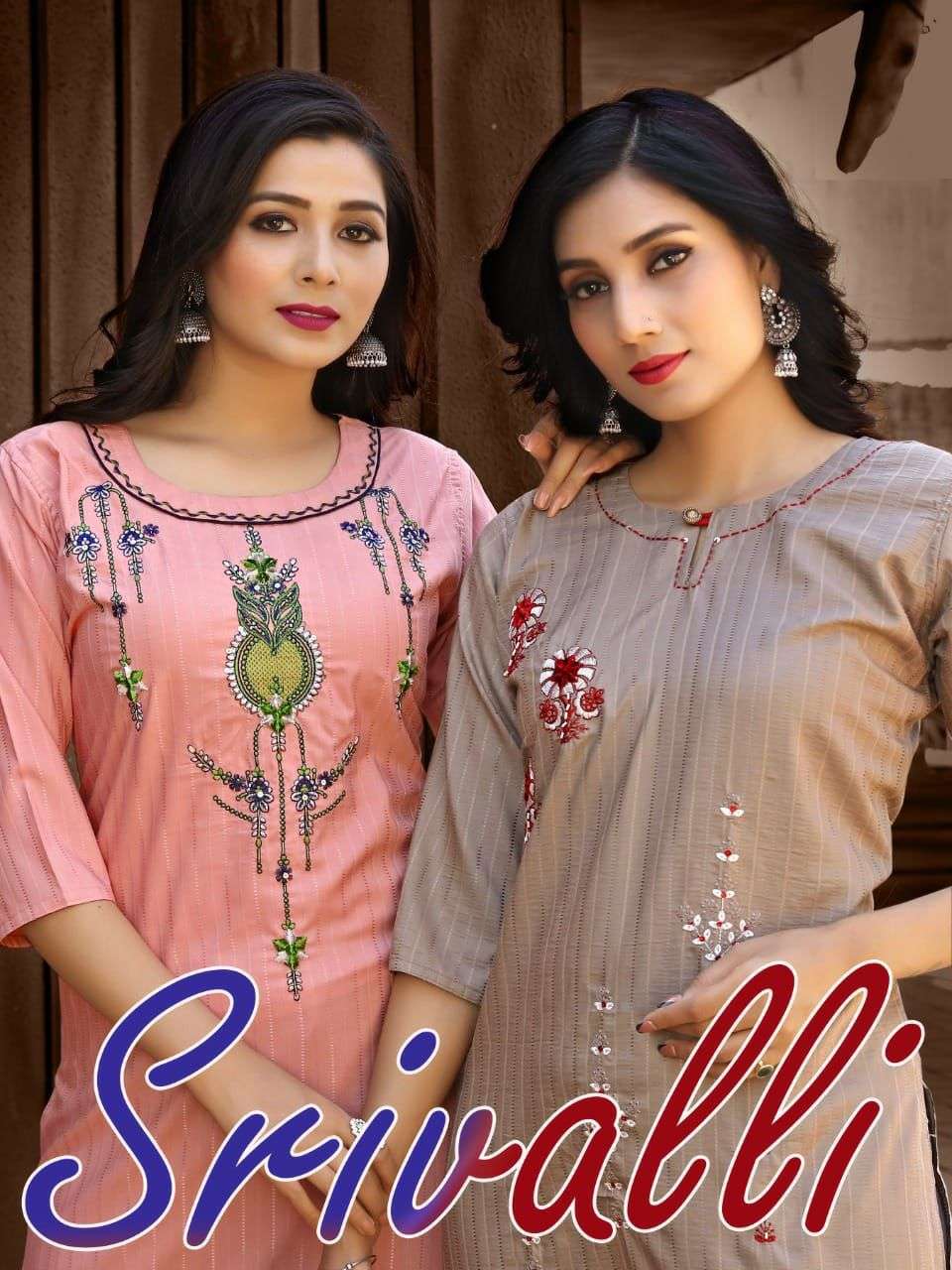 Beauty Queen Srivalli Rayon With fancy hand work Kurti colle...