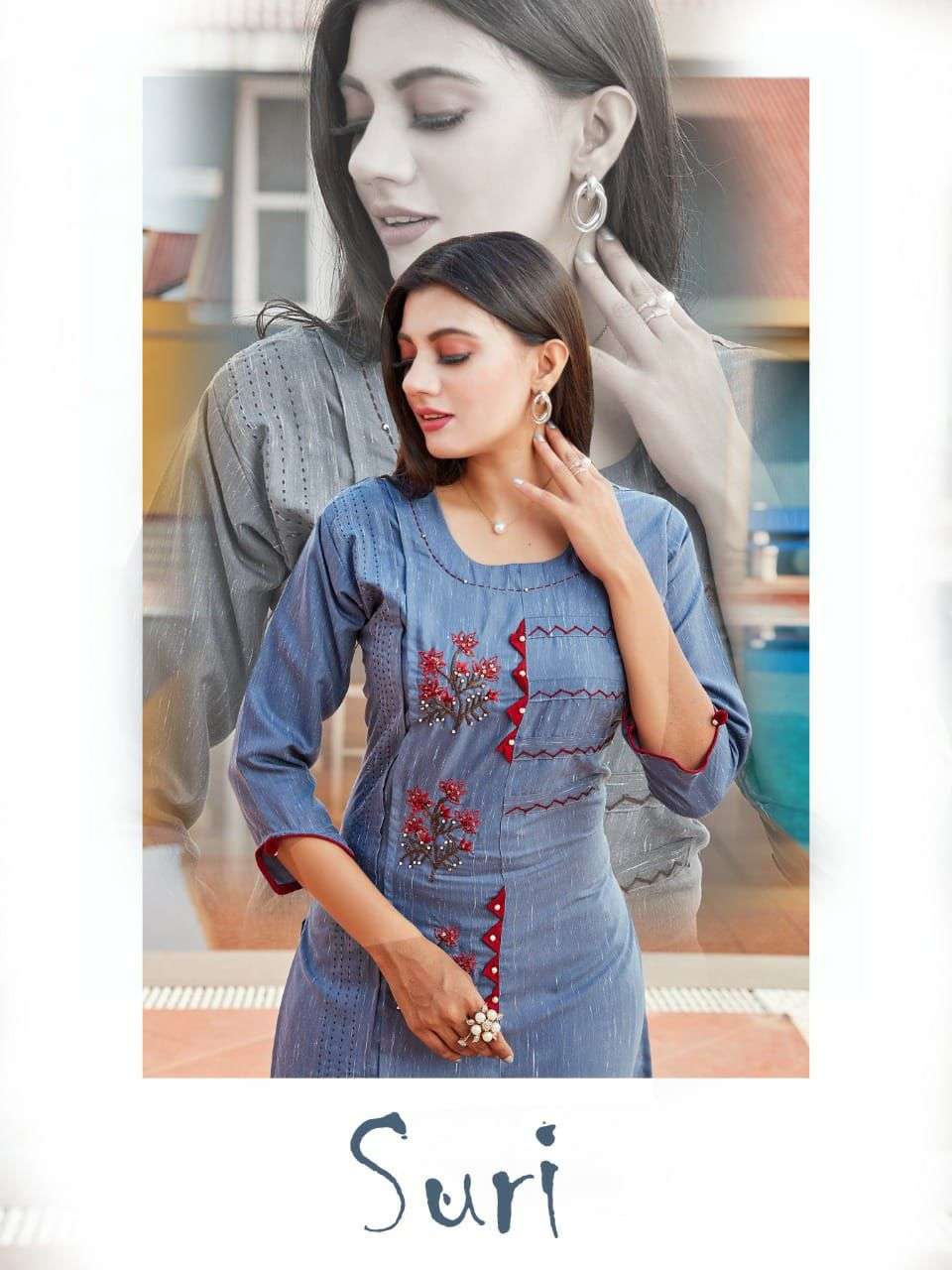 Beauty Queen Suri Rayon With Embroidery Work Fancy Kurti col...