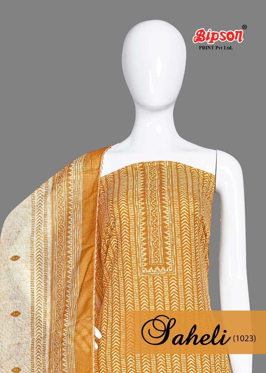 Bipson Fashion Saheli 1023 Cotton with Printed Dress materia...