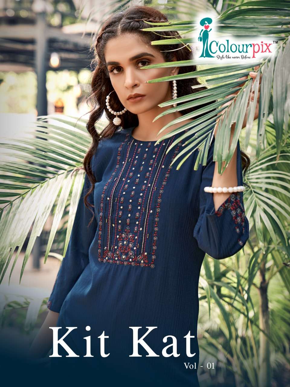 Colourpix Kit Kat vol 1 Rayon With Embroidery work kurti col...